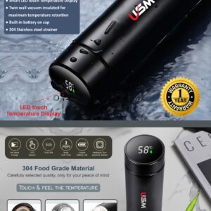 stainless Steel Water Bottle, with Temperature Display/Vacuum Flask with LED Temperature Display Water Bottle | 500 Ml | Assorted Color