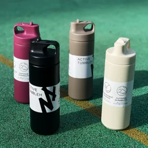 Portable Travel Suction Stainless Steel Insulated Cup With Large Capacity Creative Sports Water Bottle Handle Straw Cup