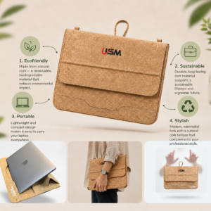 Eco-friendly cork laptop Bag .